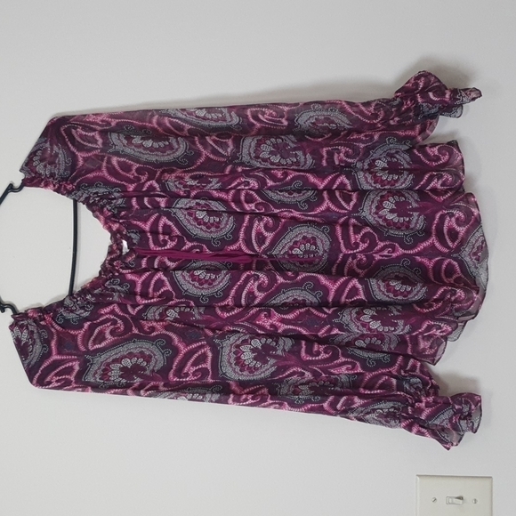 Milly 100% Silk Paisley Bell Sleeves Top - Picture 3 of 10